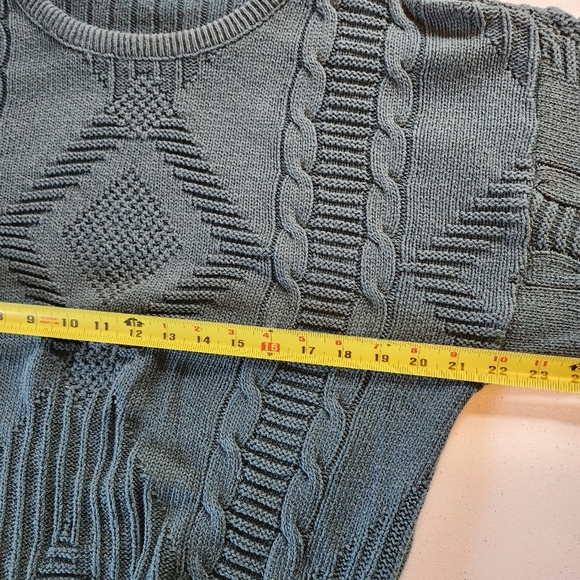 Vintage Jantzen Green Crew Cable Knit Grandpa Sweater Eclectic 90s 1990s Preppy - Picture 9 of 9